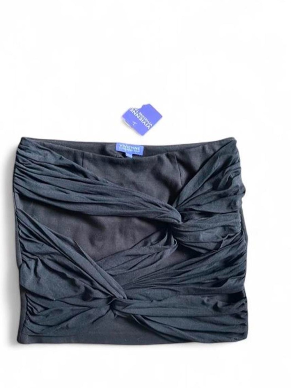 NWT Vivienne Tam Black Ruched Twist Mini Skirt 10